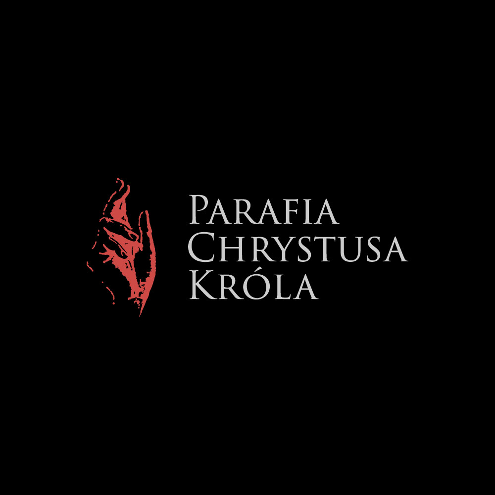Projekt logo dla Parafii Chrystusa Króla w Londynie - wersja kolorowa na czarnym tle